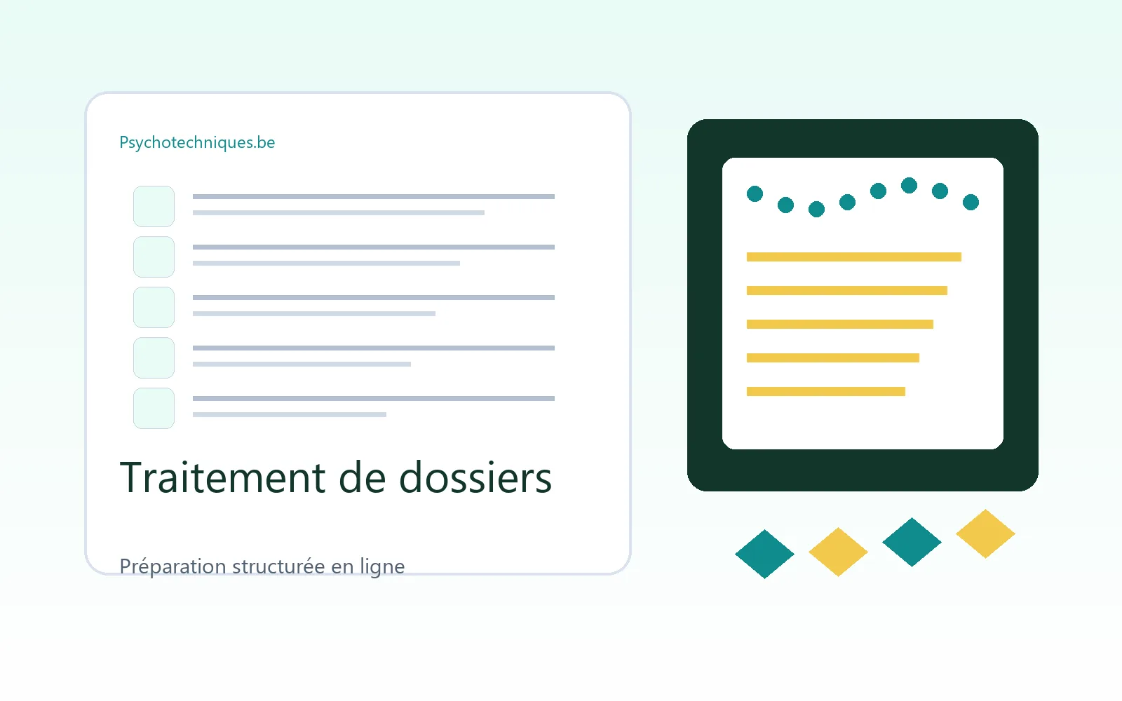 Préparation traitement de dossiers avec psychotechniques.be